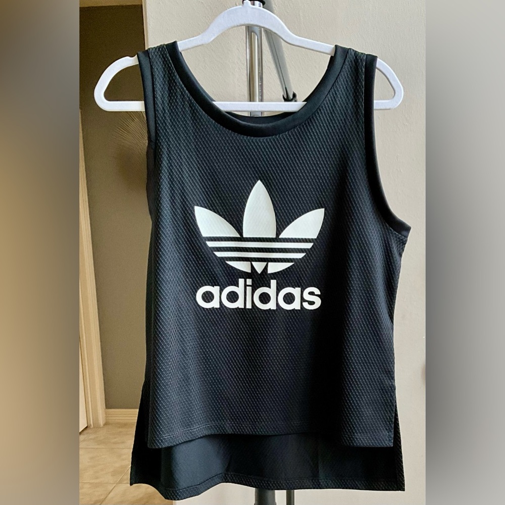 Adidas Black Sleeveless Tank Top with Trefoil Logo